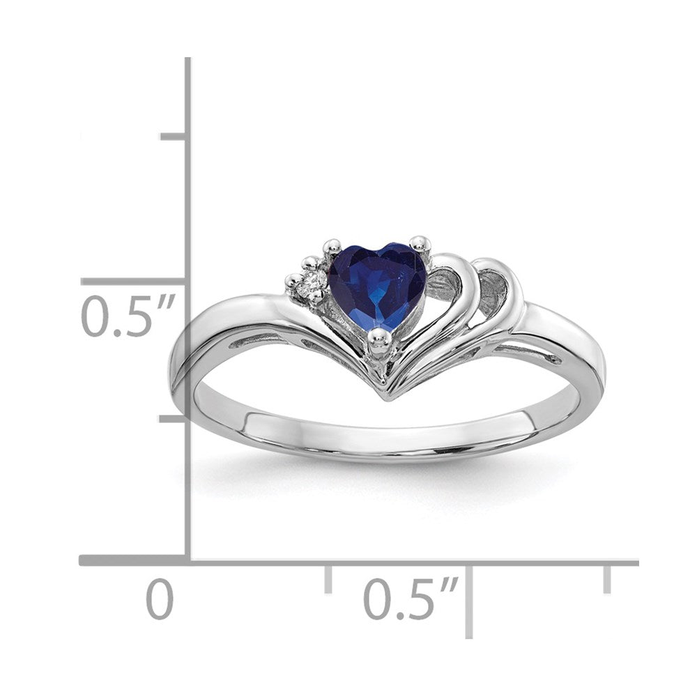14K Weißgold 4mm Herz Saphir A Echt Diamant Ring
