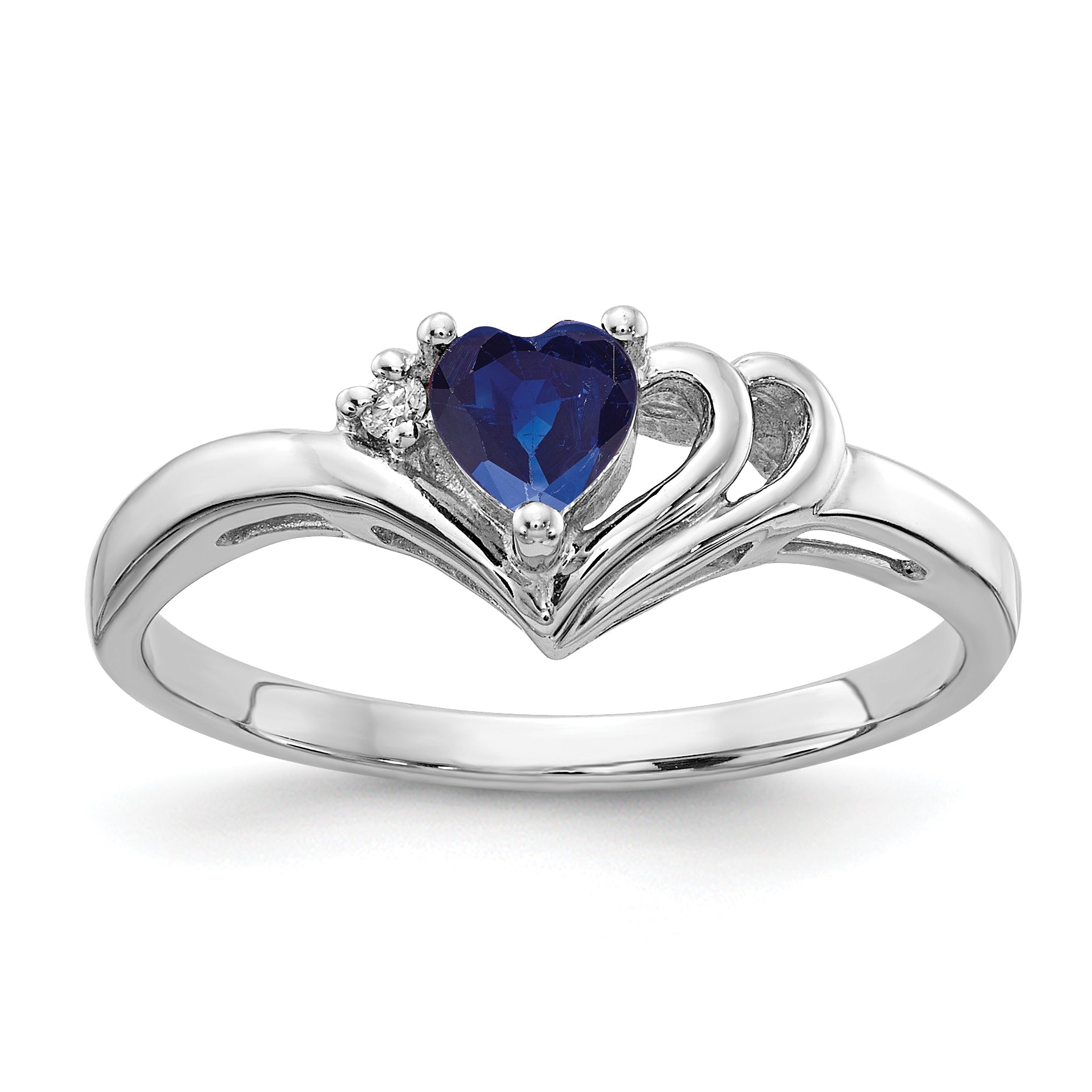 14K Weißgold 4mm Herz Saphir Aaa Diamant Ring