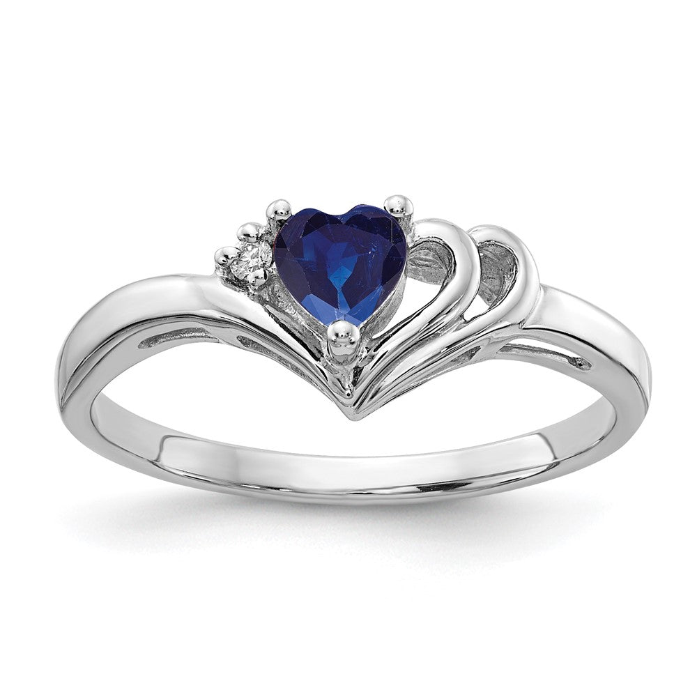 14K Weißgold 4mm Herz Saphir Aa Diamant Ring