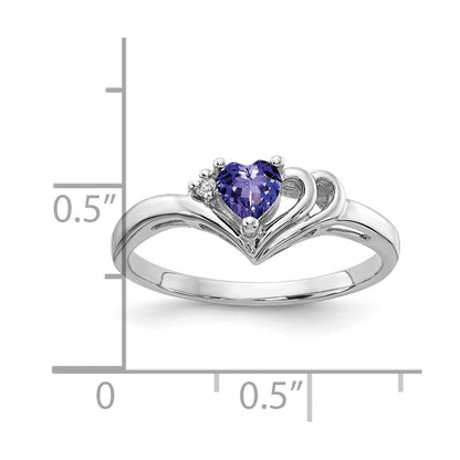 14K Weißgold 4mm Herz Tansanit Vs Diamant Ring