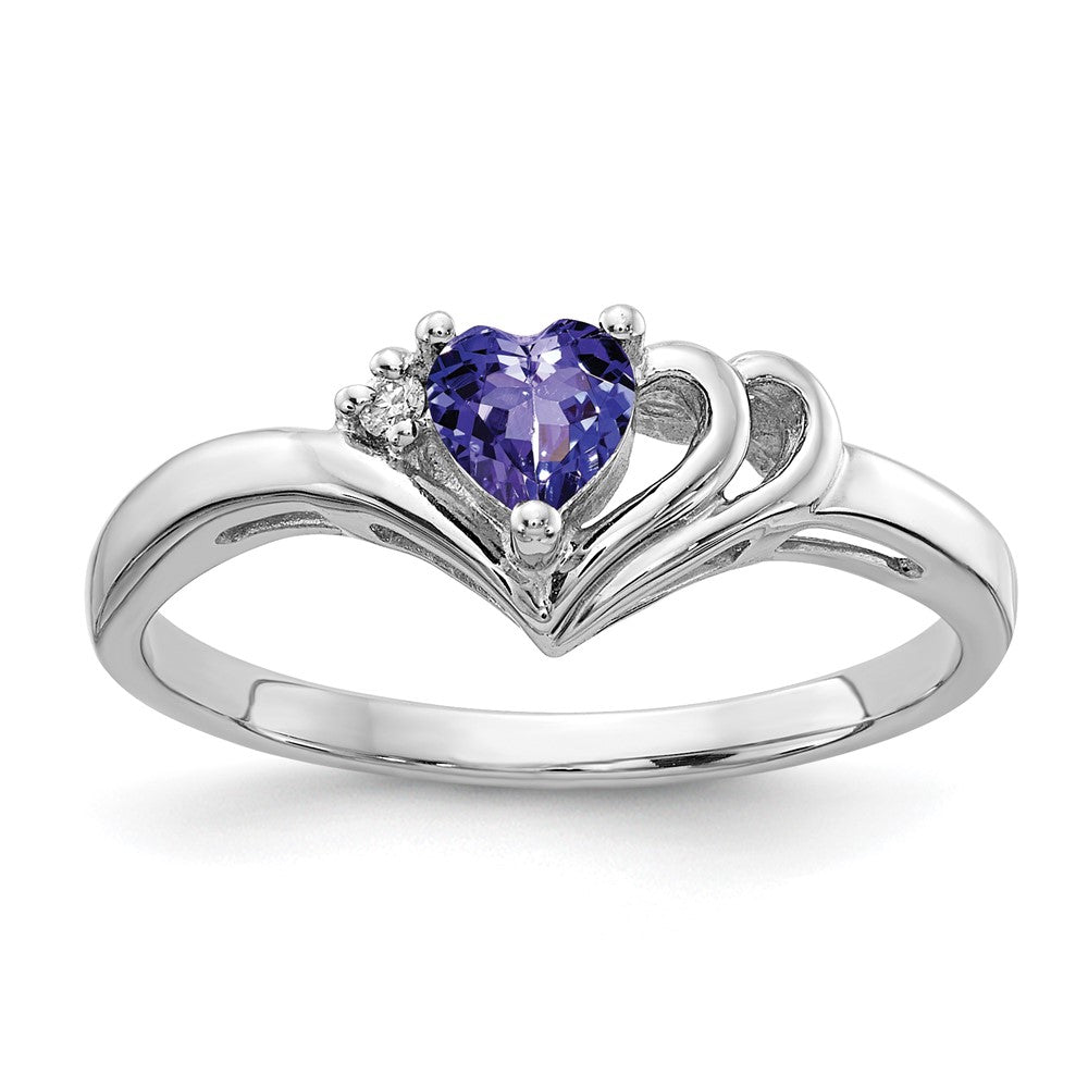 14K Weißgold 4mm Herz Tansanit Vs Diamant Ring