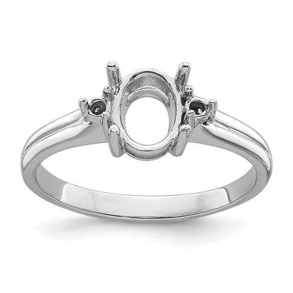 14K Weißgold 8x6mm Oval Granat Aa Diamant Ring