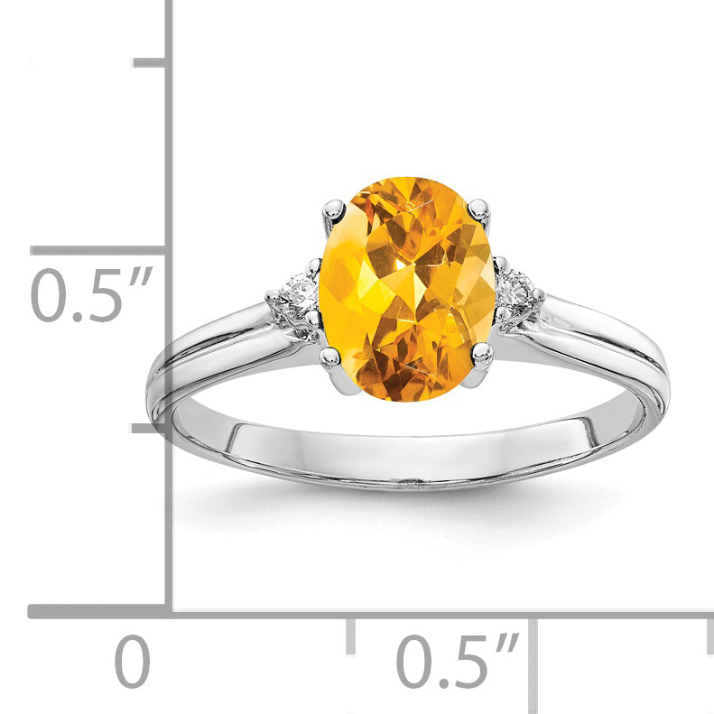 14K Weißgold 8x6mm Oval Citrin Vs Diamant Ring