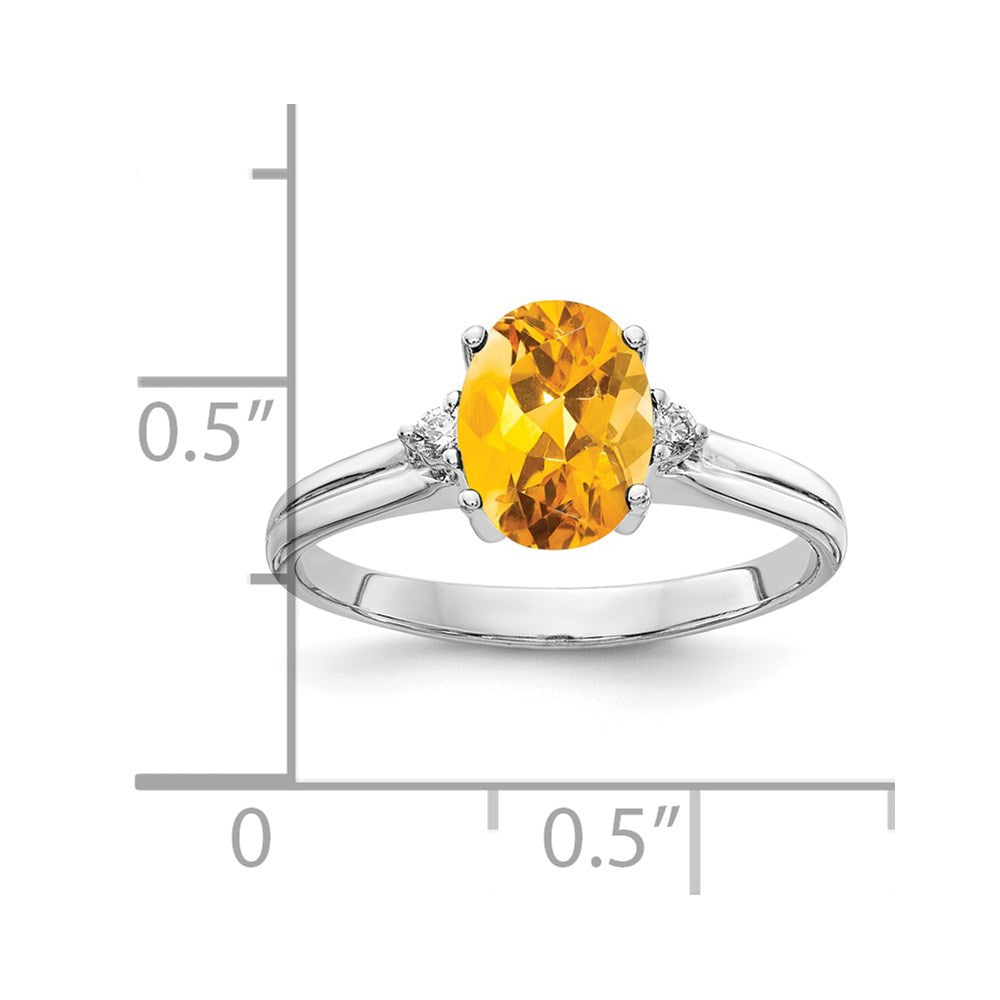 14K Weißgold 8x6mm Oval Citrin Aaa Diamant Ring