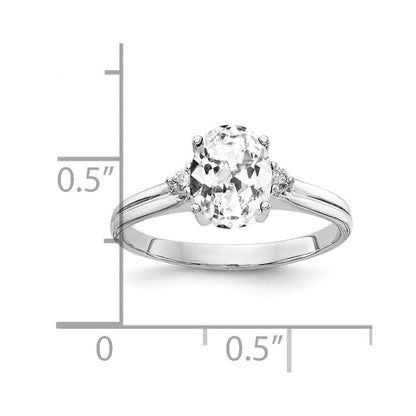 14K Weißgold 8x6mm Oval Zirkonia Aa Diamant Ring