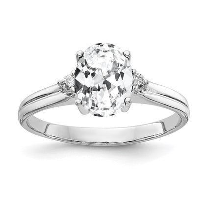 14K Weißgold 8x6mm Oval Zirkonia Aa Diamant Ring