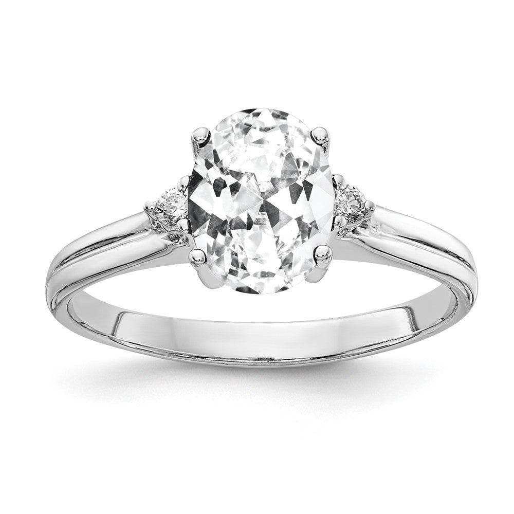 14K Weißgold 8x6mm Oval Zirkonia Vs Diamant Ring