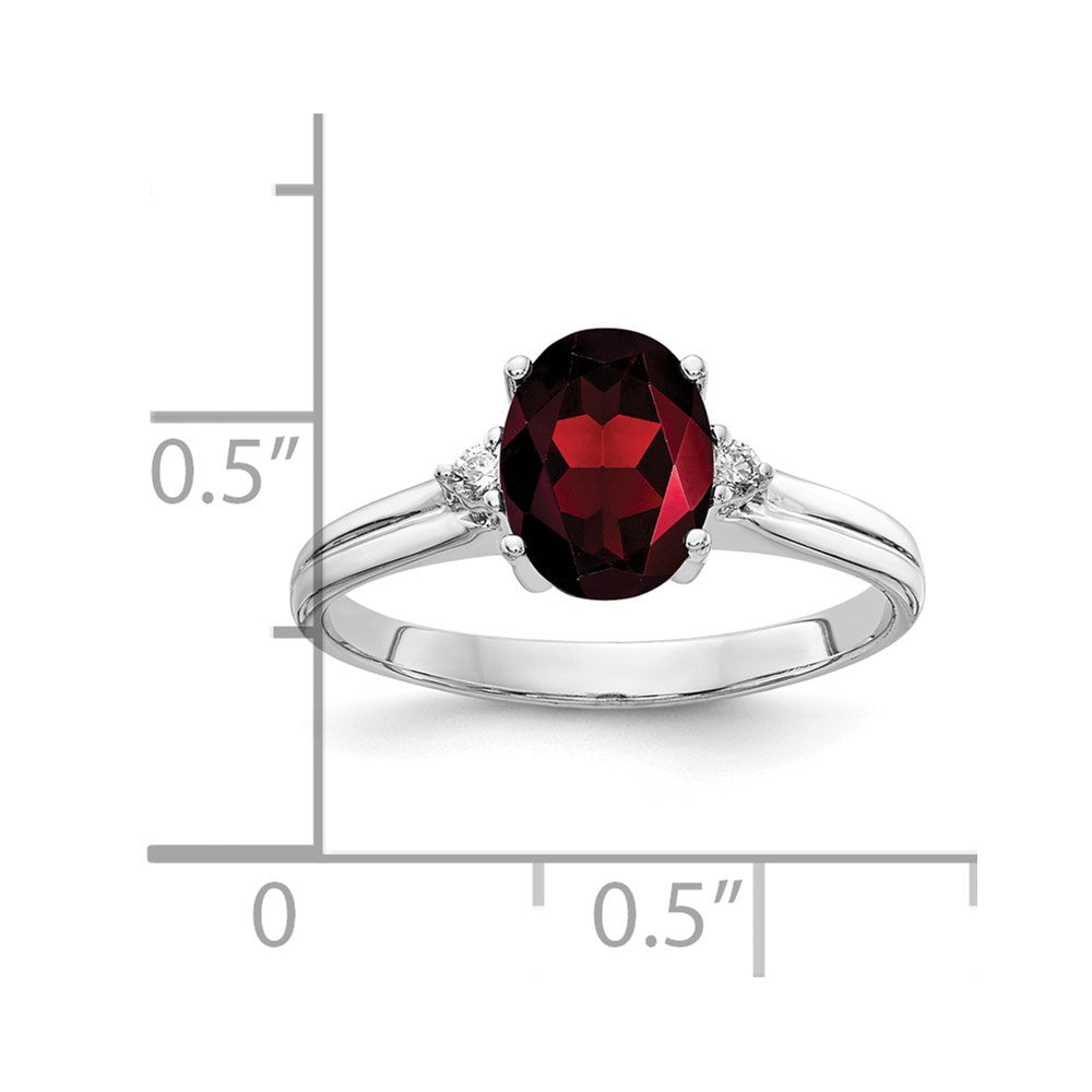 14K Weißgold 8x6mm Oval Granat Aa Diamant Ring