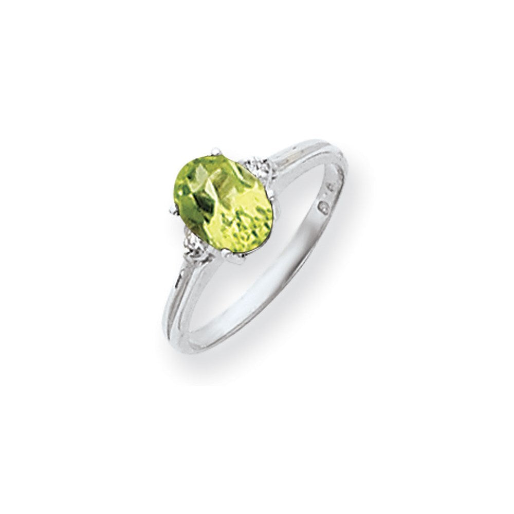 14K Weißgold 8x6mm Oval Peridot Karo Aaa Diamant Ring