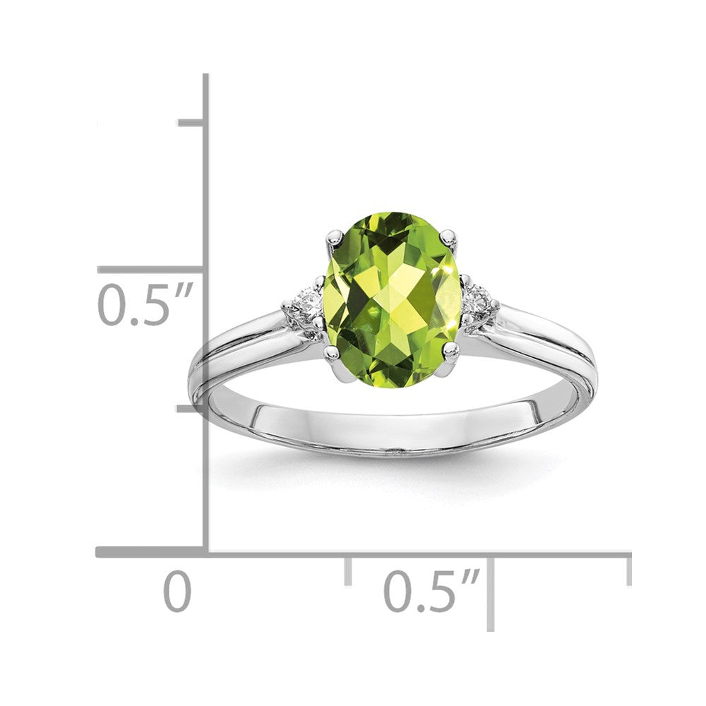 14K Weißgold 8x6mm Oval Peridot Vs Diamant Ring