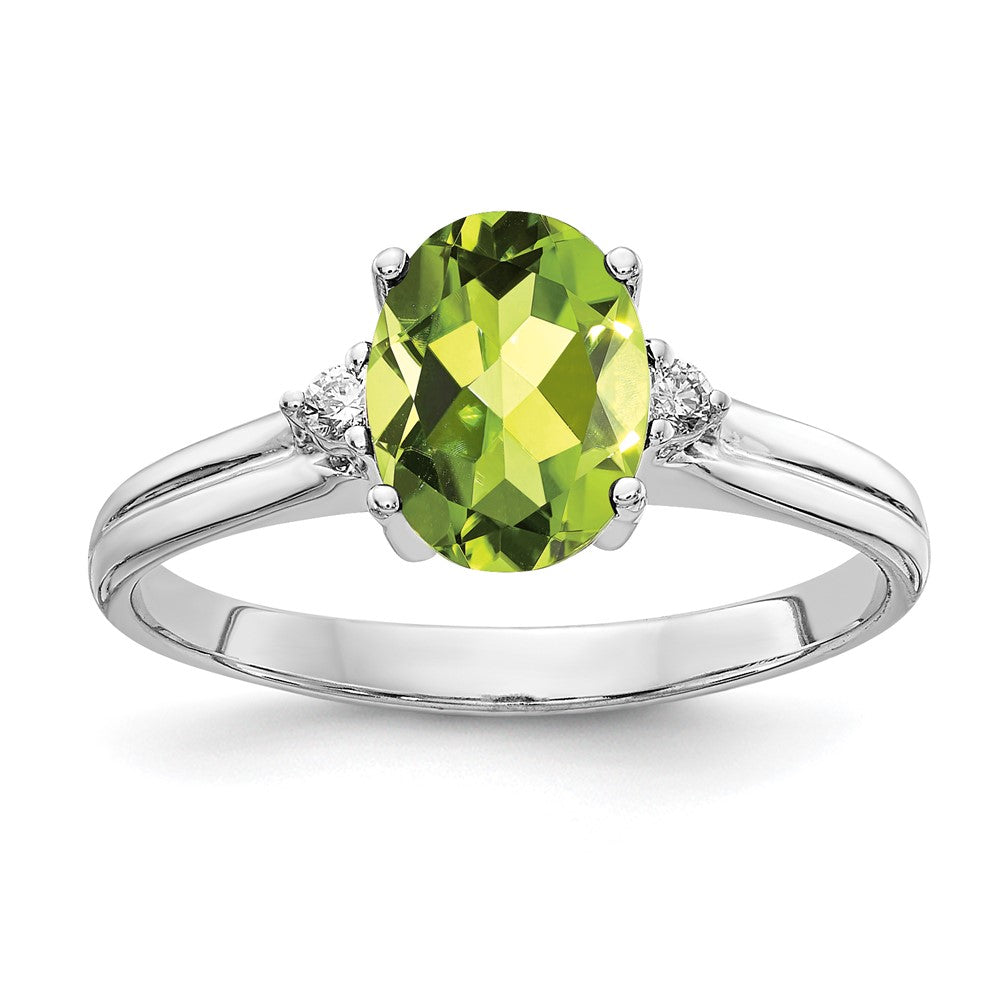 14K Weißgold 8x6mm Oval Peridot Vs Diamant Ring