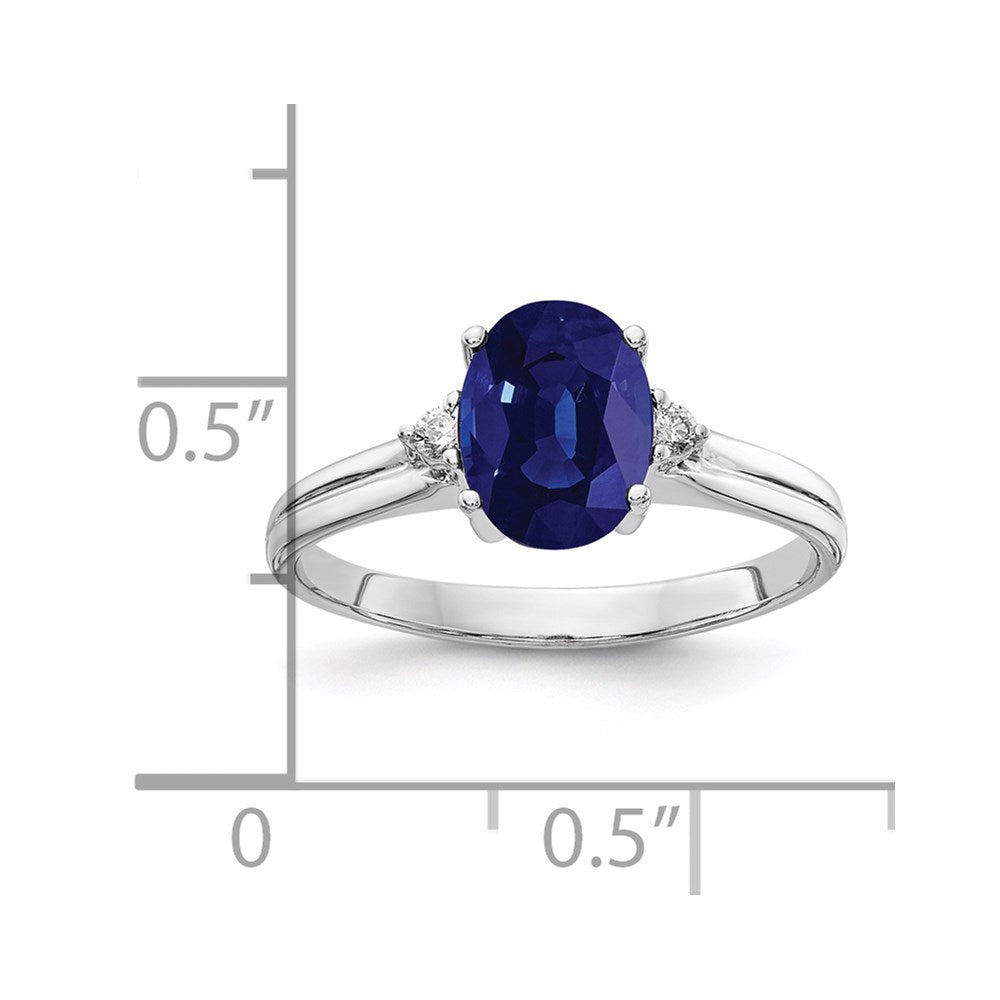 14K Weißgold 8x6mm Oval Saphir A Echt Diamant Ring