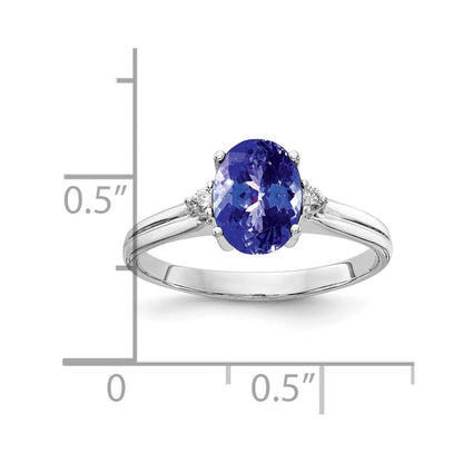 14K Weißgold 8x6mm Oval Tansanit A Diamant Ring