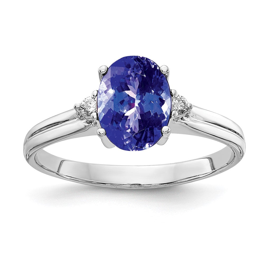14K Weißgold 8x6mm Oval Tansanit Aaa Diamant Ring