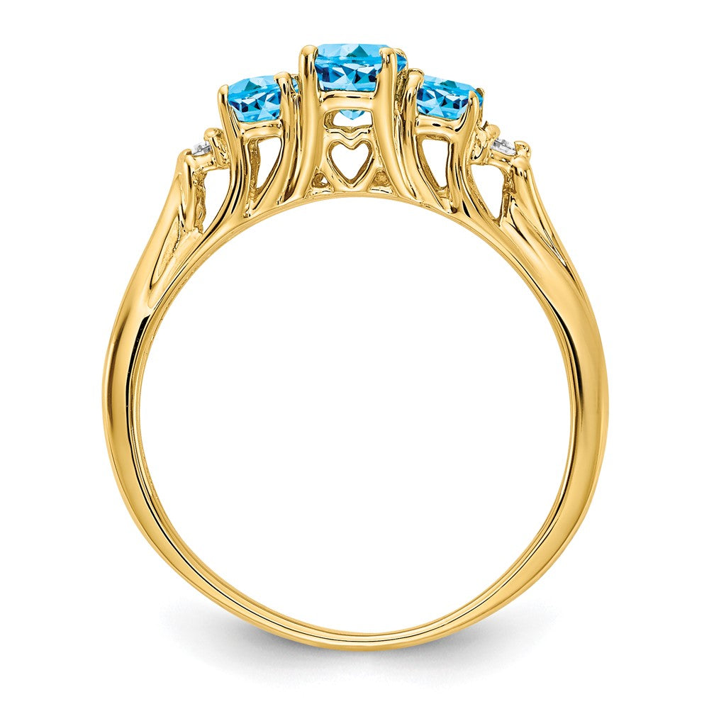 14K Gelbgold Edelstein & Echt Diamant Ring