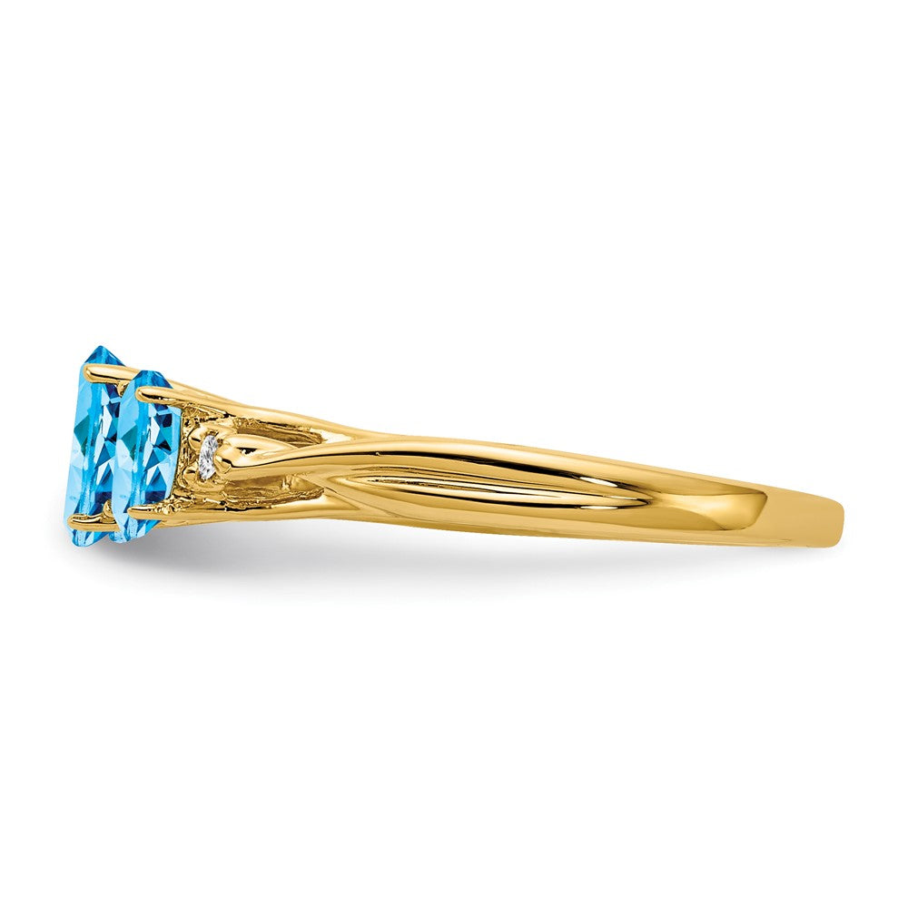 14K Gelbgold Edelstein & Echt Diamant Ring