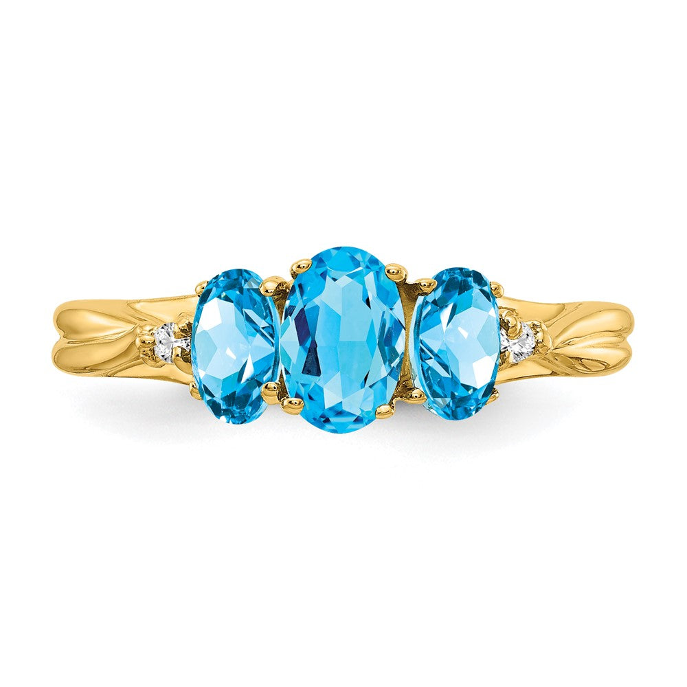 14K Gelbgold Edelstein & Echt Diamant Ring