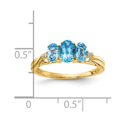 14K Gelbgold Edelstein & Echt Diamant Ring