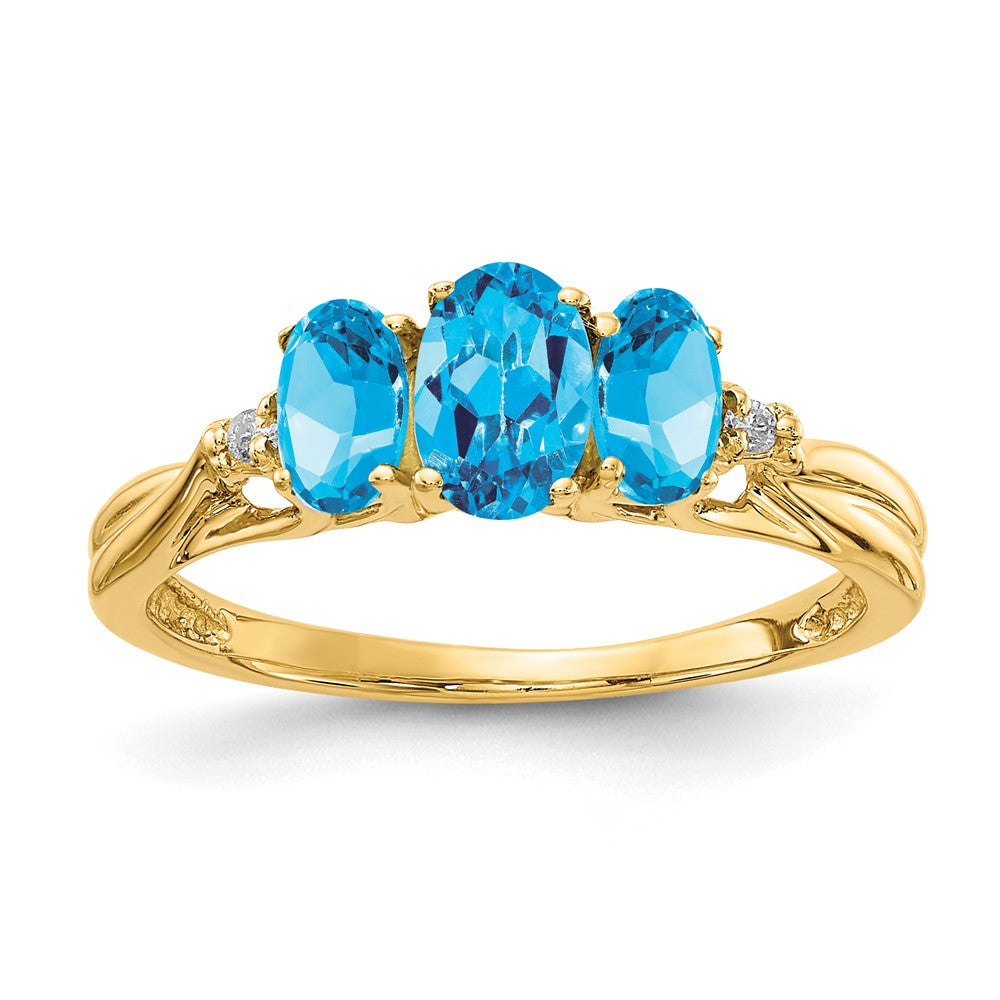 14K Gelbgold Edelstein & Echt Diamant Ring