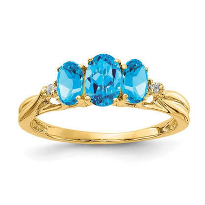 14K Gelbgold Edelstein & Echt Diamant Ring