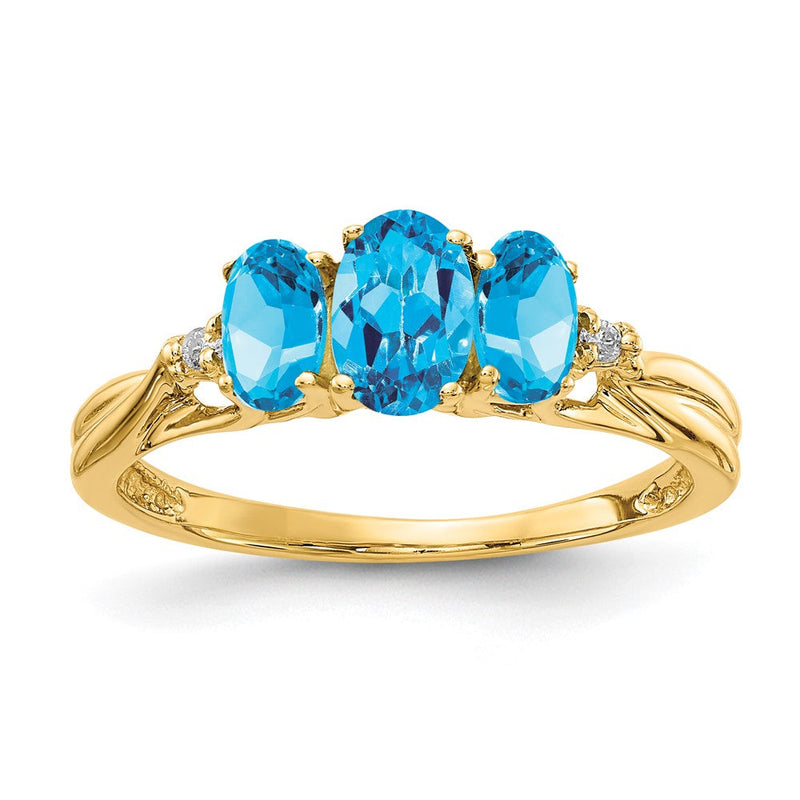 14K Gelbgold Edelstein & Echt Diamant Ring