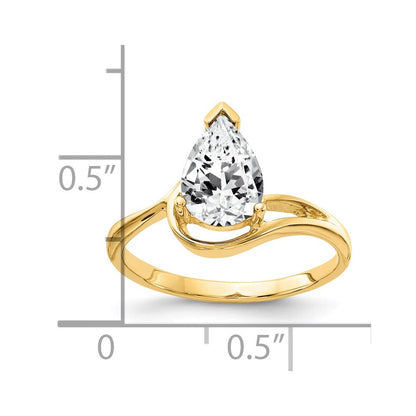 14K Gelbgold Ring mit birnenförmigem Zirkonia, 9x6 mm