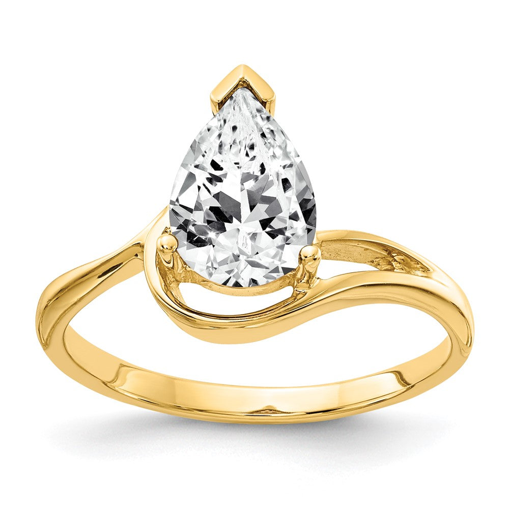 14K Gelbgold Ring mit birnenförmigem Zirkonia, 9x6 mm