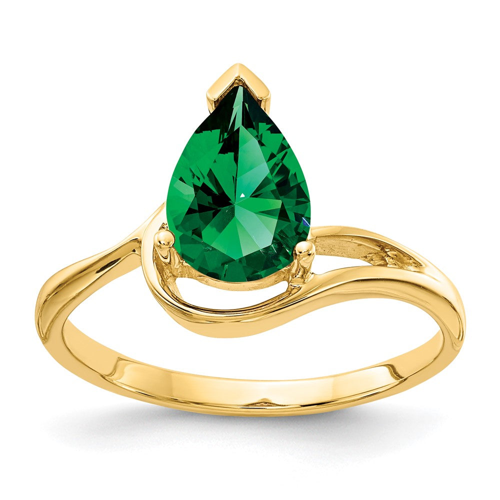 14K Gelbgold Ring mit 9x6mm birnenförmiger Mount-St.-Helens-Fassung