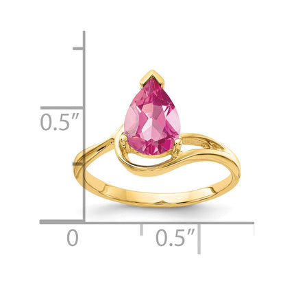 14K Gelbgold Ring mit Turmalin in Rosa, birnenförmig geschliffen