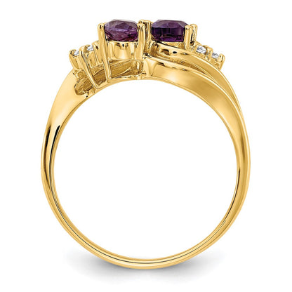 14K Gelbgold 6x4mm Oval Amethyst Aaa Diamant Ring