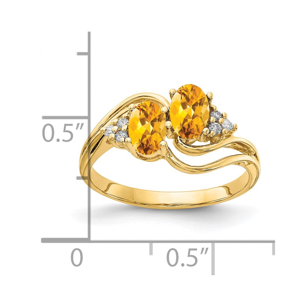 14K Gelbgold 6x4mm Oval Citrin Vs Diamant Ring