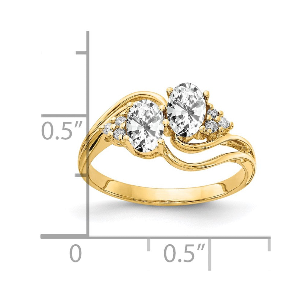 14K Gelbgold 6x4mm Oval Zirkonia Aa Diamant Ring