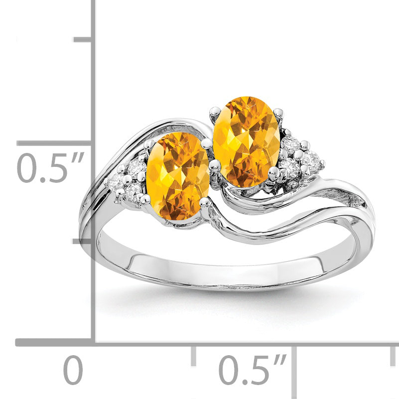 14K Weißgold 6x4mm Oval Citrin Aaa Diamant Ring
