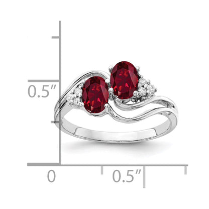 14K Weißgold 6x4mm Oval Erzeugt Rubin Aaa Diamant Ring
