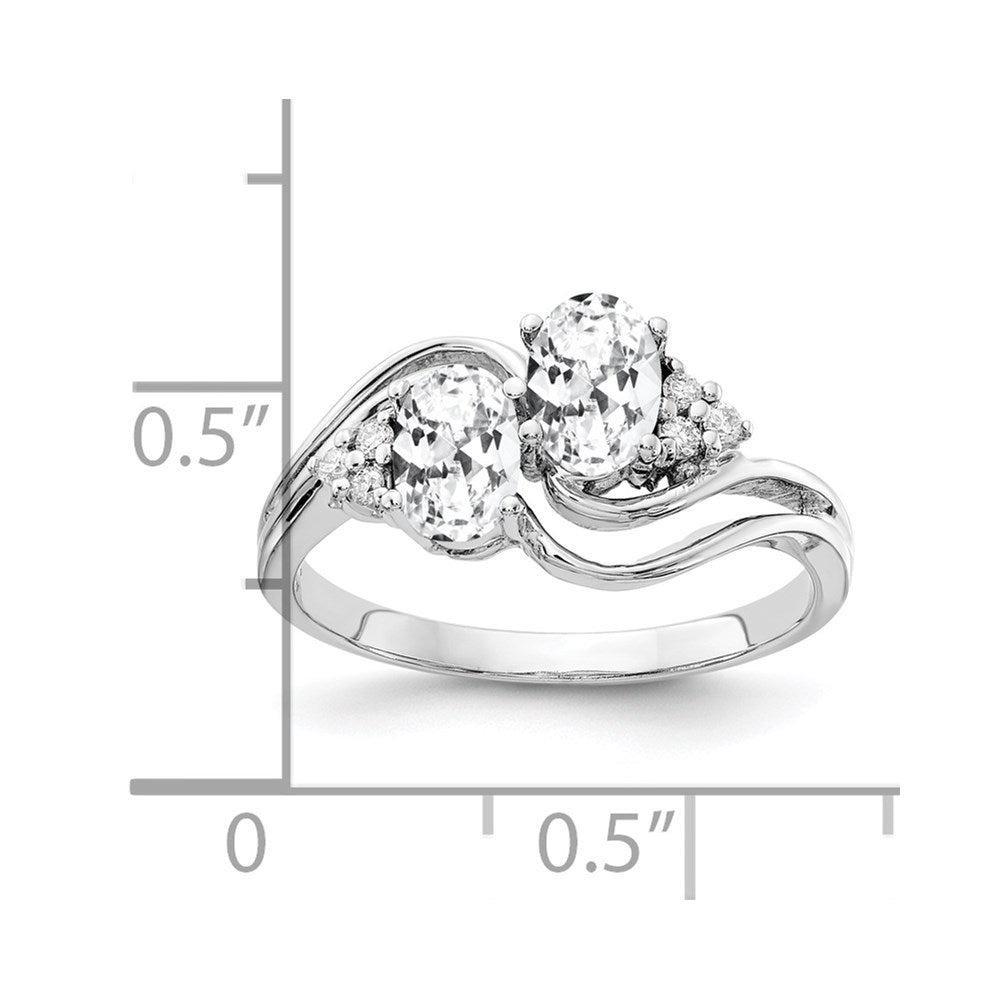 14K Weißgold 6x4mm Oval Zirkonia Aa Diamant Ring