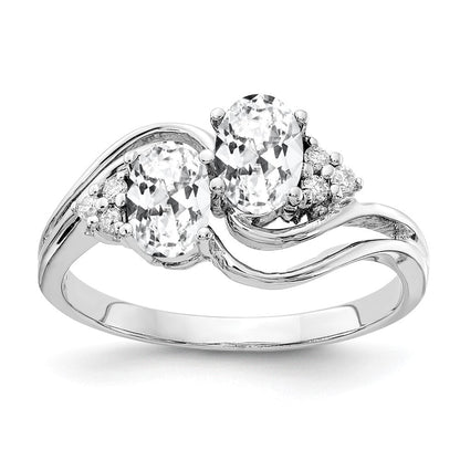 14K Weißgold 6x4mm Oval Zirkonia Aaa Diamant Ring