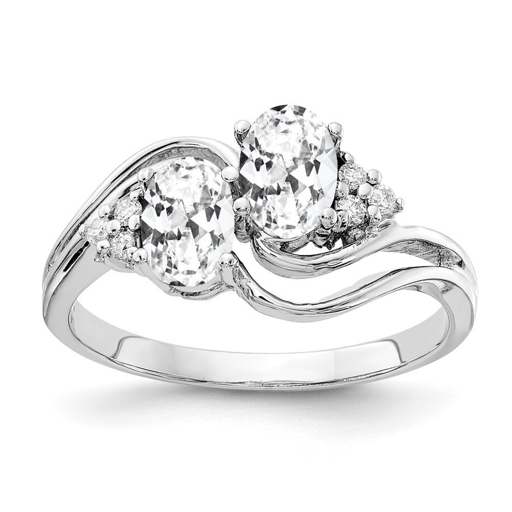 14K Weißgold 6x4mm Oval Zirkonia Vs Diamant Ring