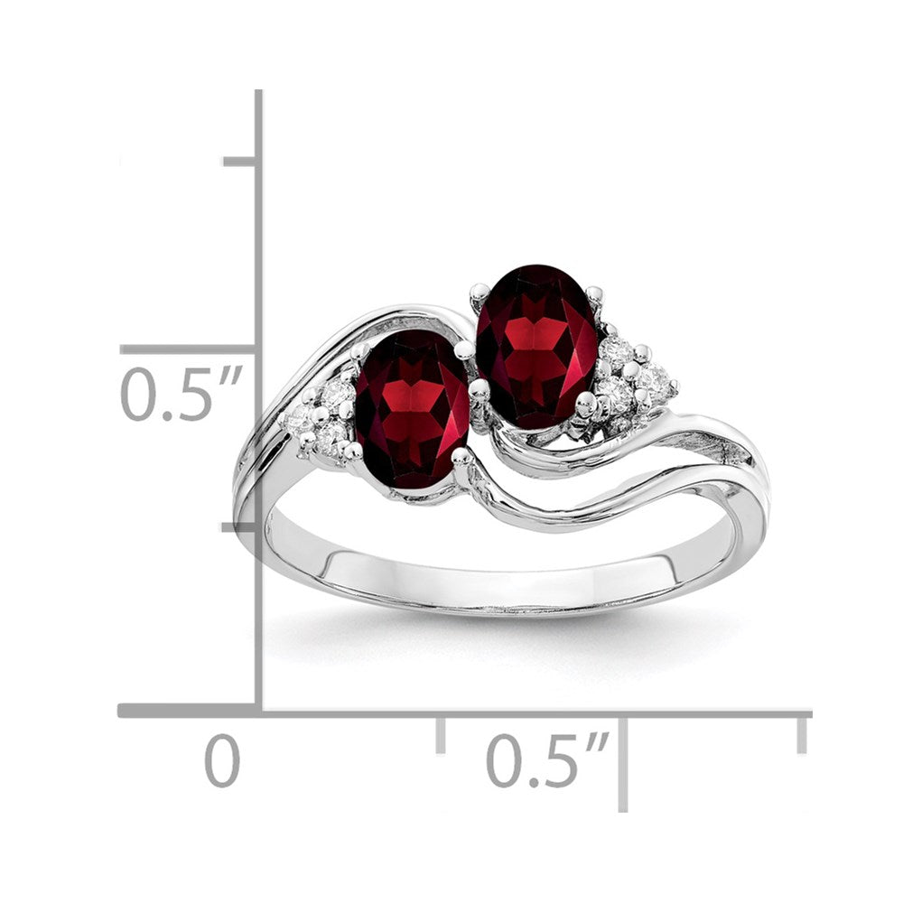 14K Weißgold 6x4mm Oval Granat A Echt Diamant Ring