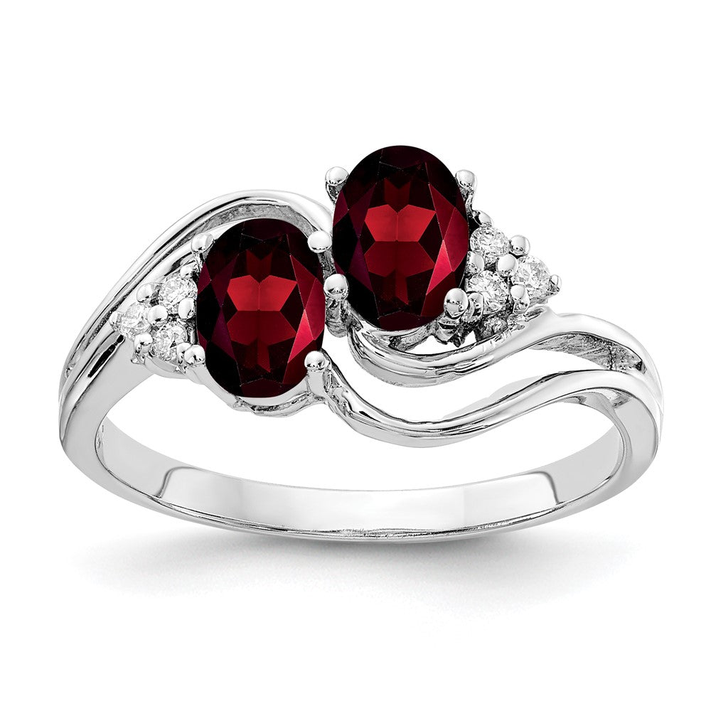 14K Weißgold 6x4mm Oval Granat Vs Diamant Ring