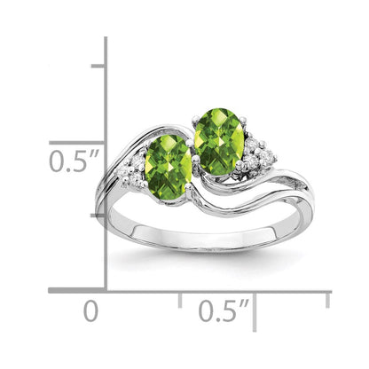 14K Weißgold 6x4mm Oval Peridot Karo Aaa Diamant Ring