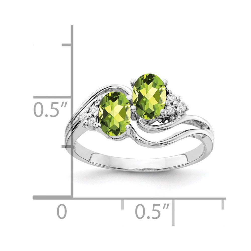 14K Weißgold 6x4mm Oval Peridot Aaa Diamant Ring