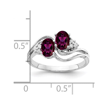 14K Weißgold 6x4mm Oval Rhodolith Granat Aaa Diamant Ring