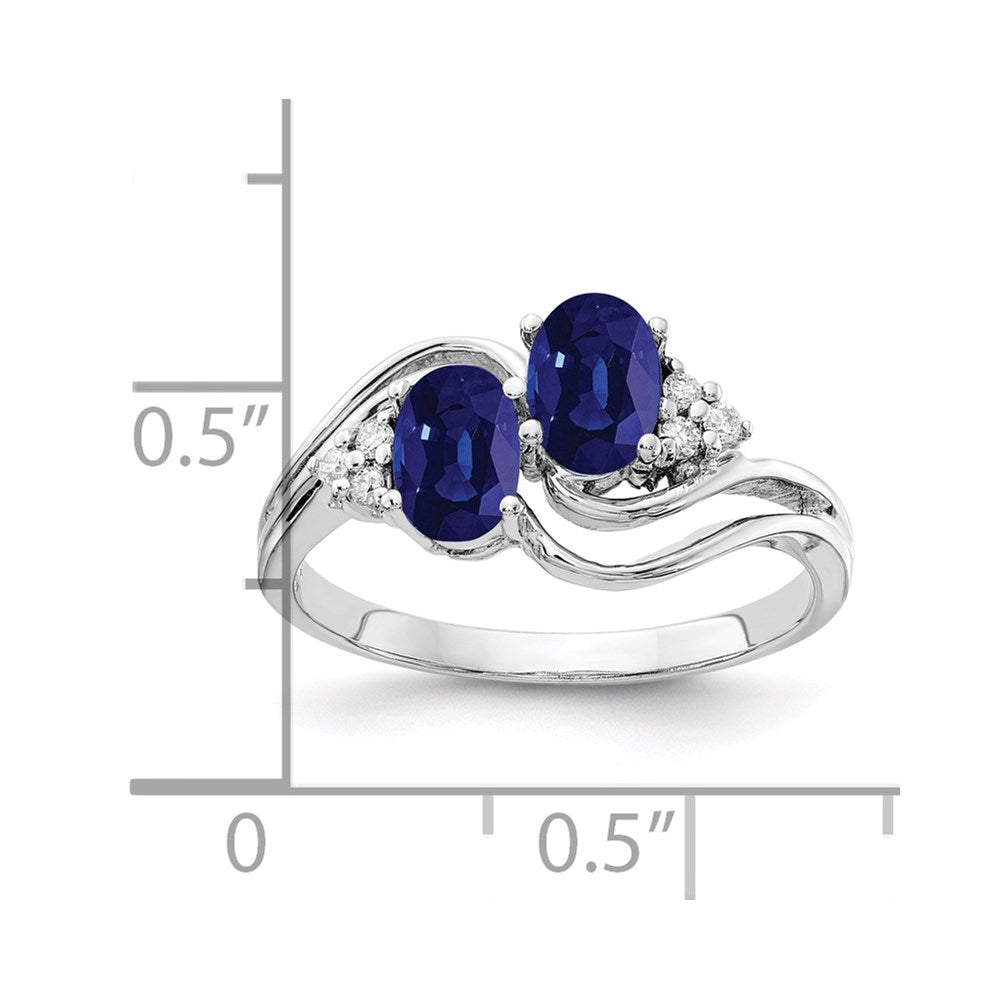 14K Weißgold 6x4mm Oval Saphir A Echt Diamant Ring
