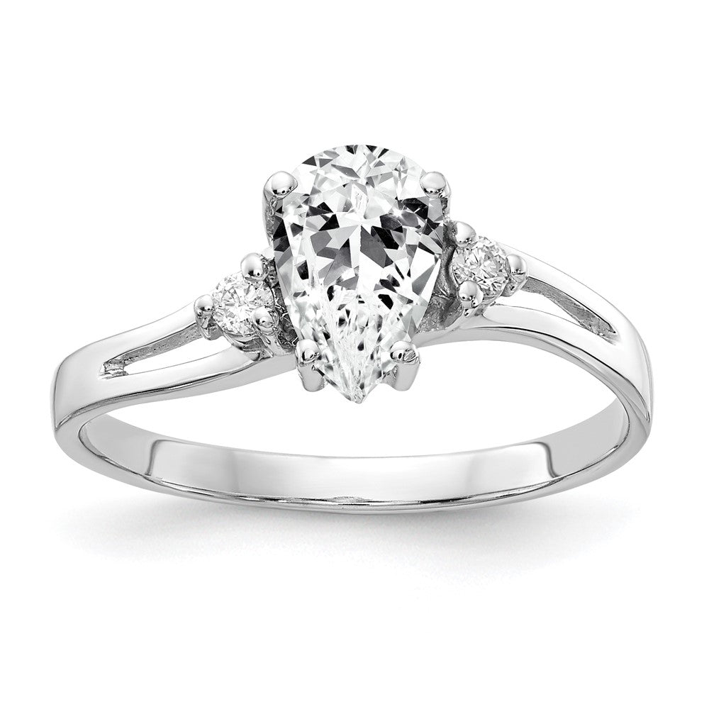 14K Weißgold 7x5mm Tropfen Zirkonia Vs Diamant Ring