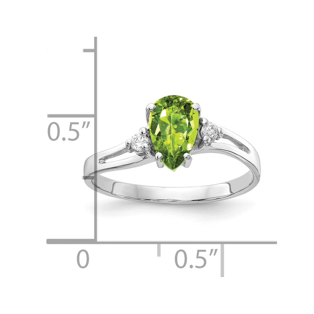 14K Weißgold 7x5mm Tropfen Peridot Aaa Diamant Ring