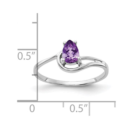 14K Weißgold Ring mit birnenförmigem 6x4mm Amethyst