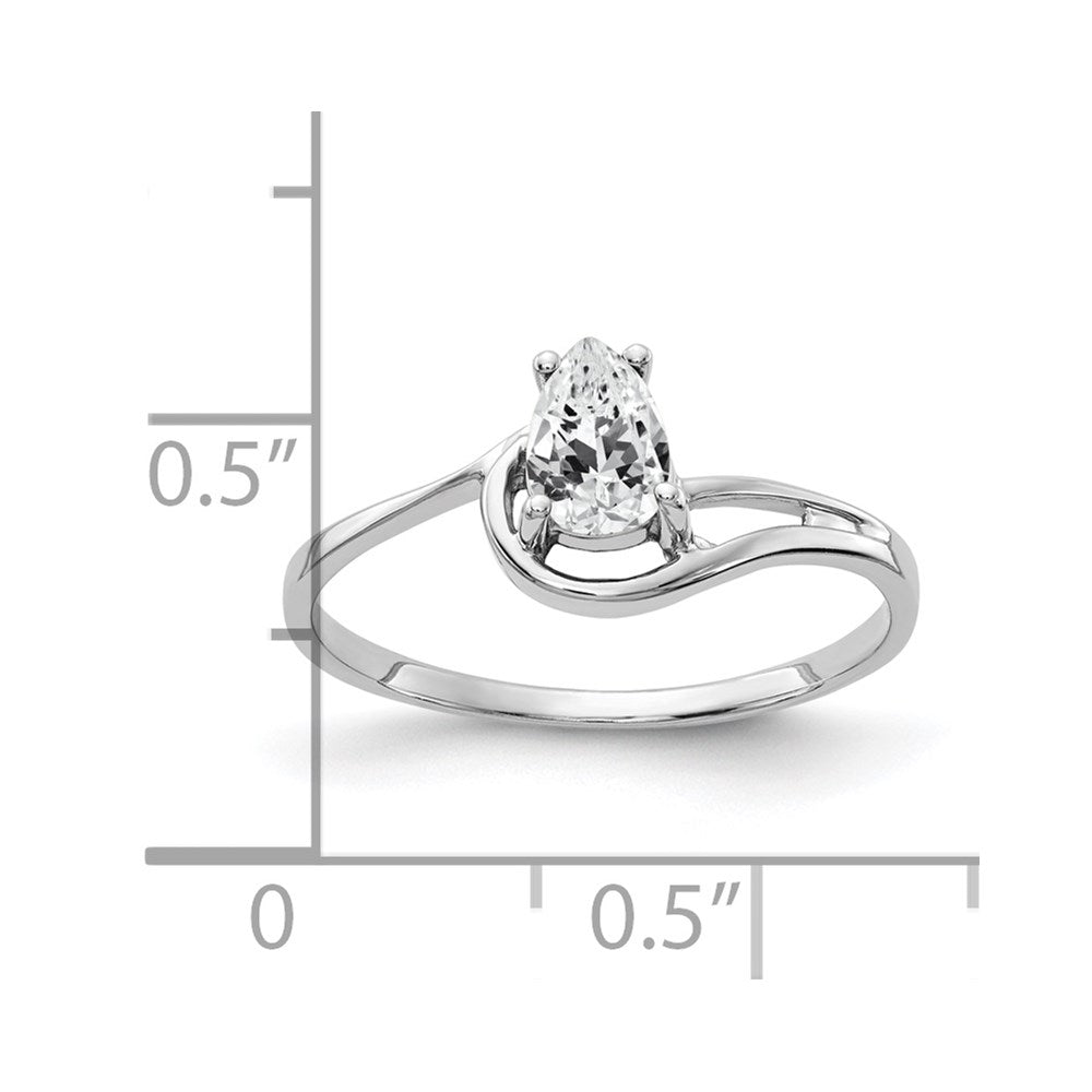 14K Weißgold Ring mit 6x4mm Zirkonia im Tropfenschliff