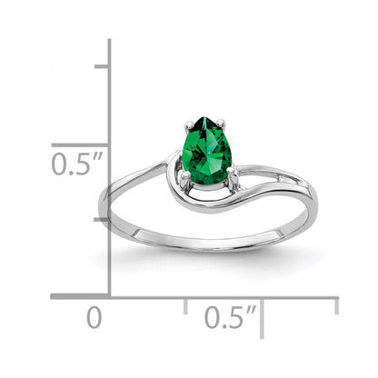 14K Weißgold Ring mit 6x4mm birnenförmigem Mount-St.-Helens-Stein