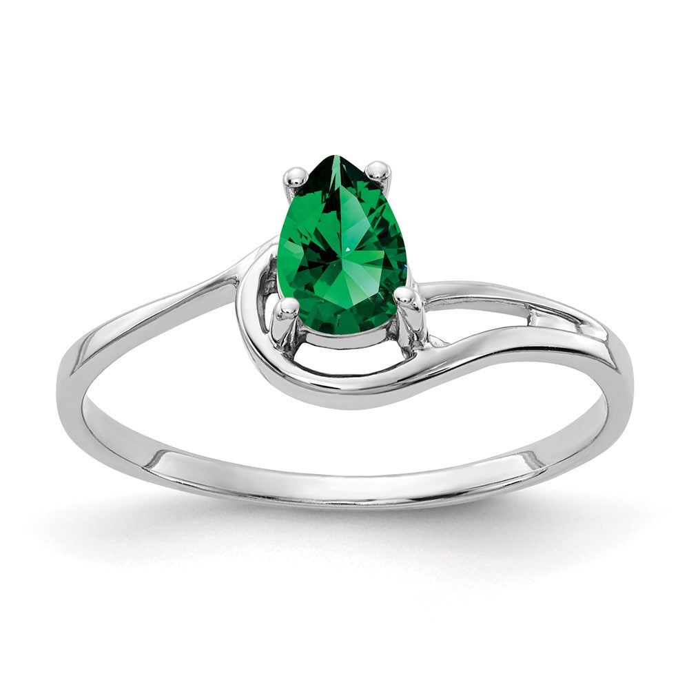 14K Weißgold Ring mit 6x4mm birnenförmigem Mount-St.-Helens-Stein