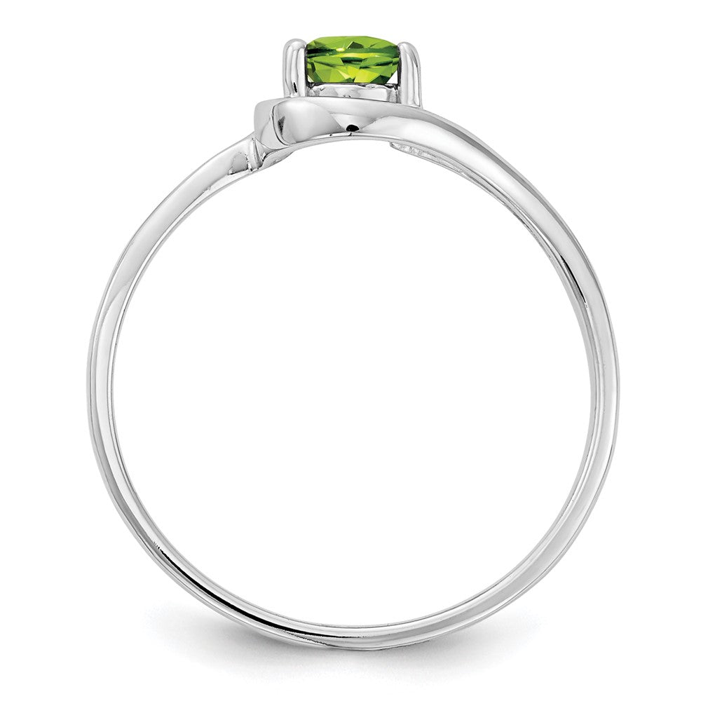 14K Weißgold Ring mit birnenförmigem Peridot 6x4 mm